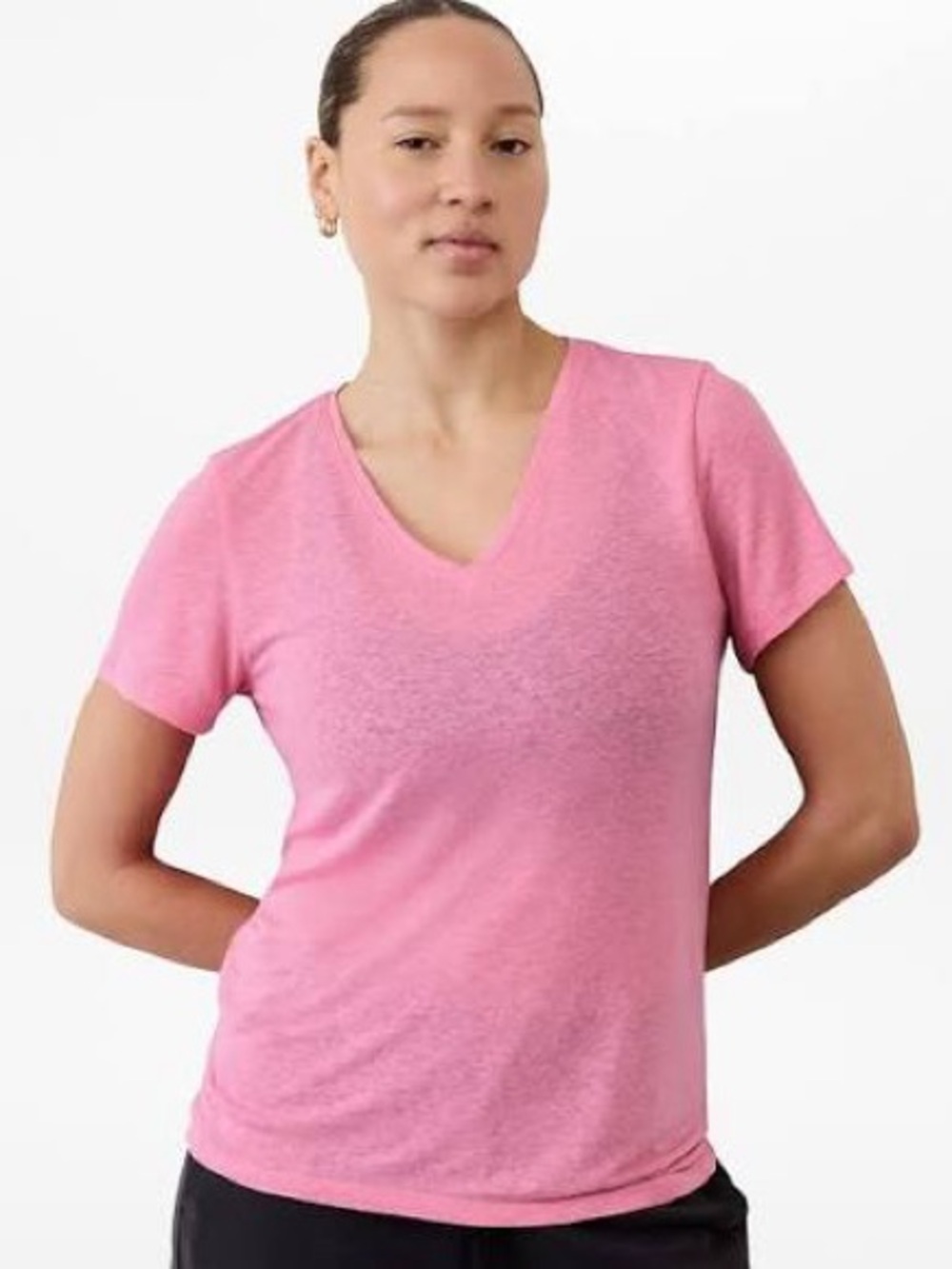 Athleta Linen Blend V-neck Tee